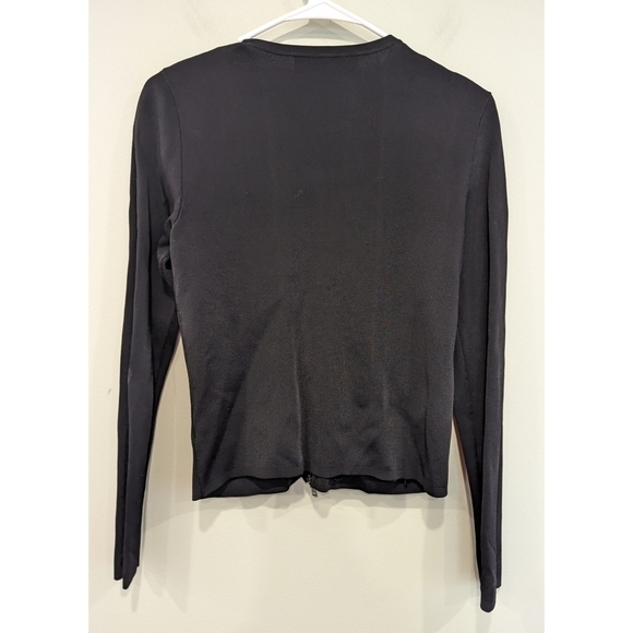 Ralph Lauren Black Label Black Viscose Blend Zip Up Cardigan Size Medium - Picture 4 of 9
